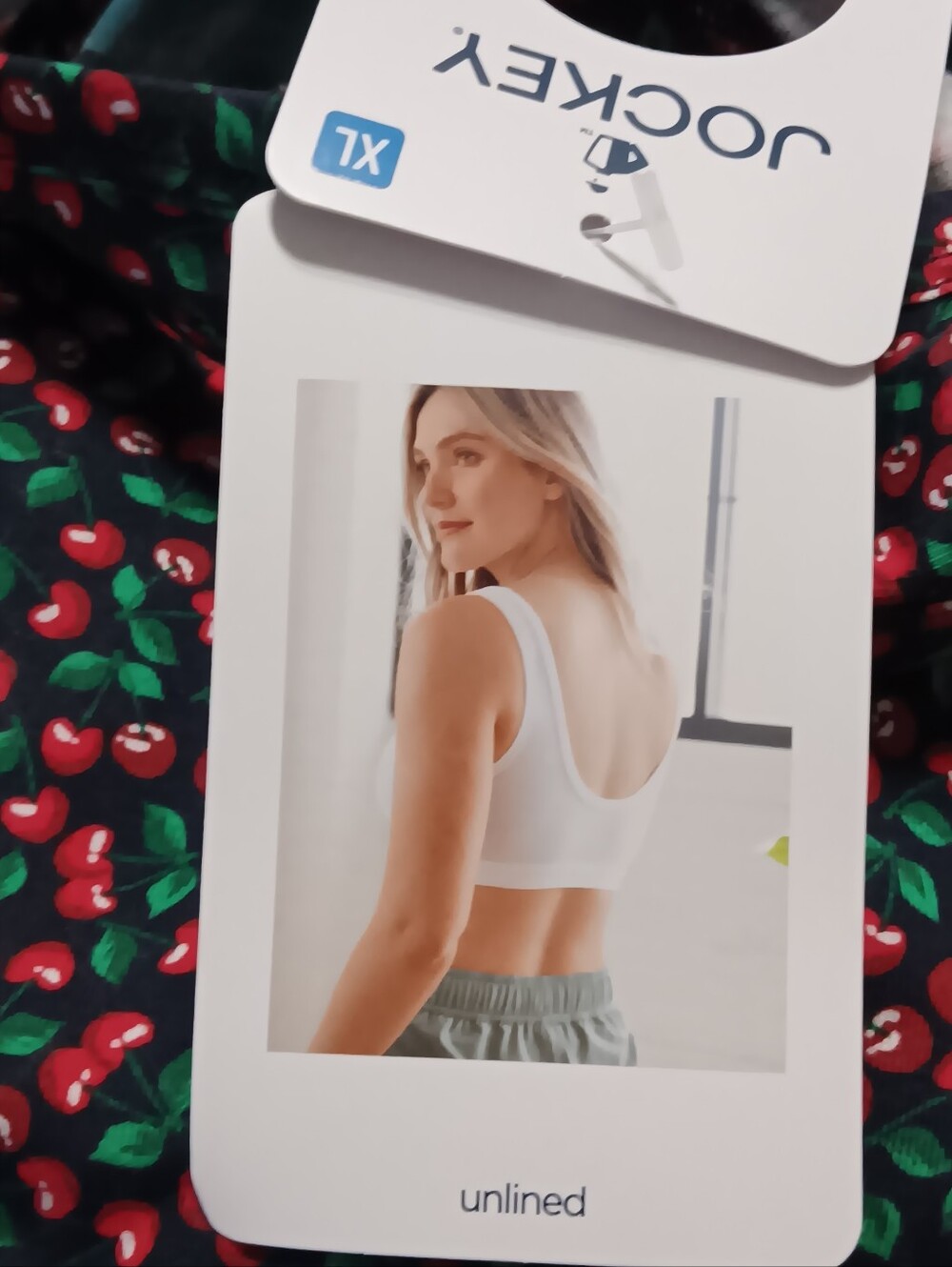Jockey NWT organic cotton stretch cherry print sports bra, XL - Picture 9 of 10